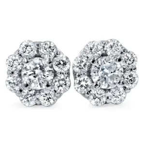 1 1/2ct Diamond Halo Studs 14K White Gold