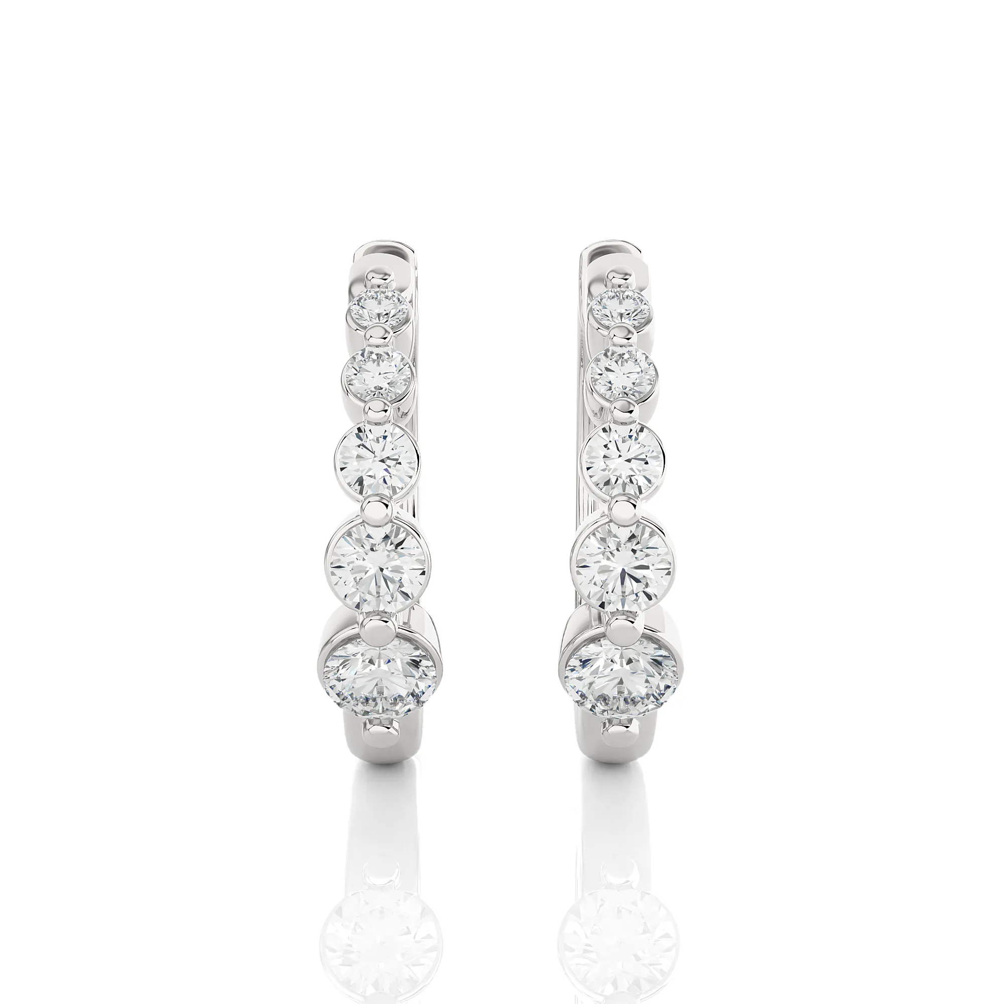 1 ctw Round Lab Grown Diamond Bezel Set Hoop Earrings