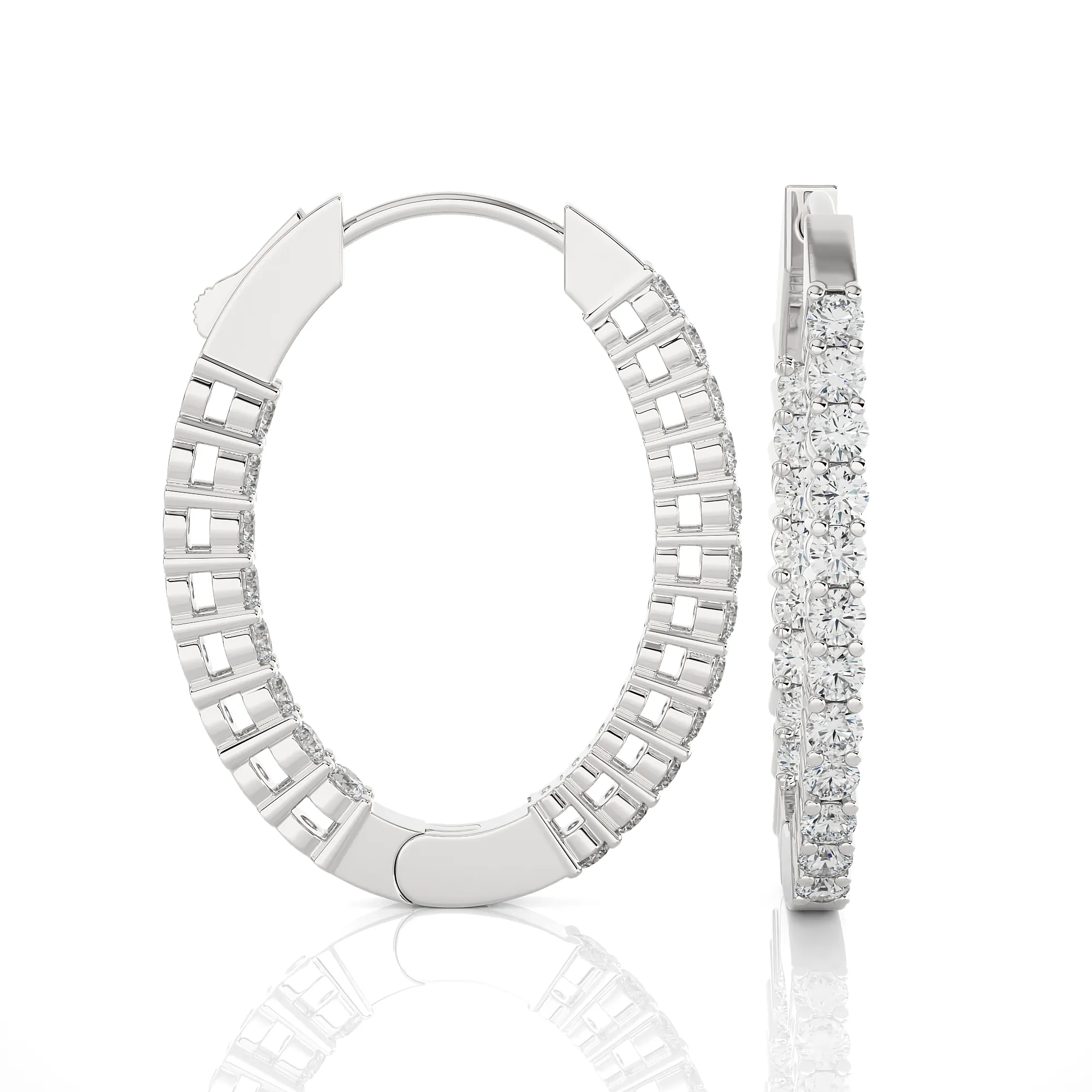 1 ctw Round Lab Grown Diamond Inside Out Hoop Earrings