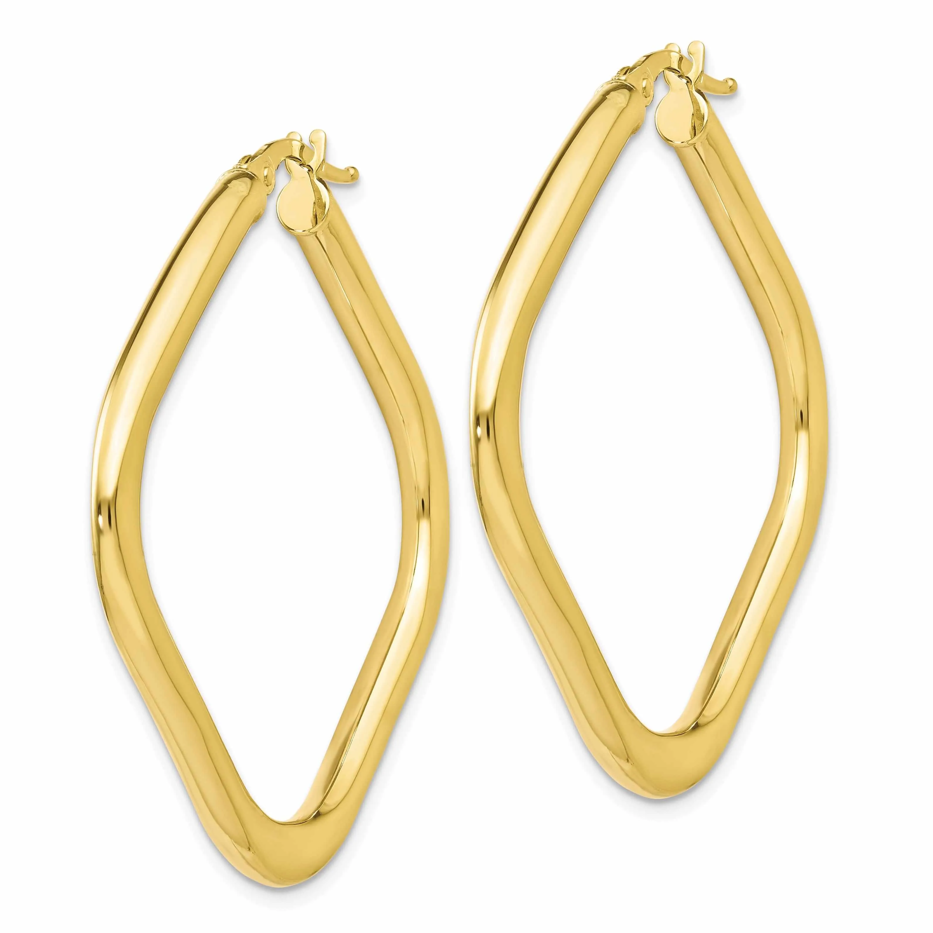 10kt Yellow Gold Large Square Hoop Earrings