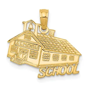 14 Yellow Gold School House Charm Pendant