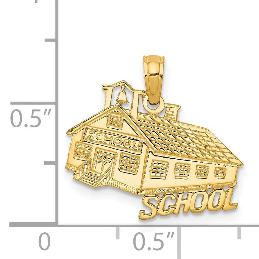 14 Yellow Gold School House Charm Pendant