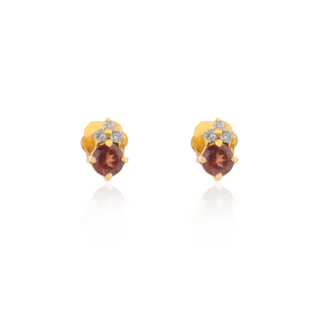 14K Gold Garnet Studs