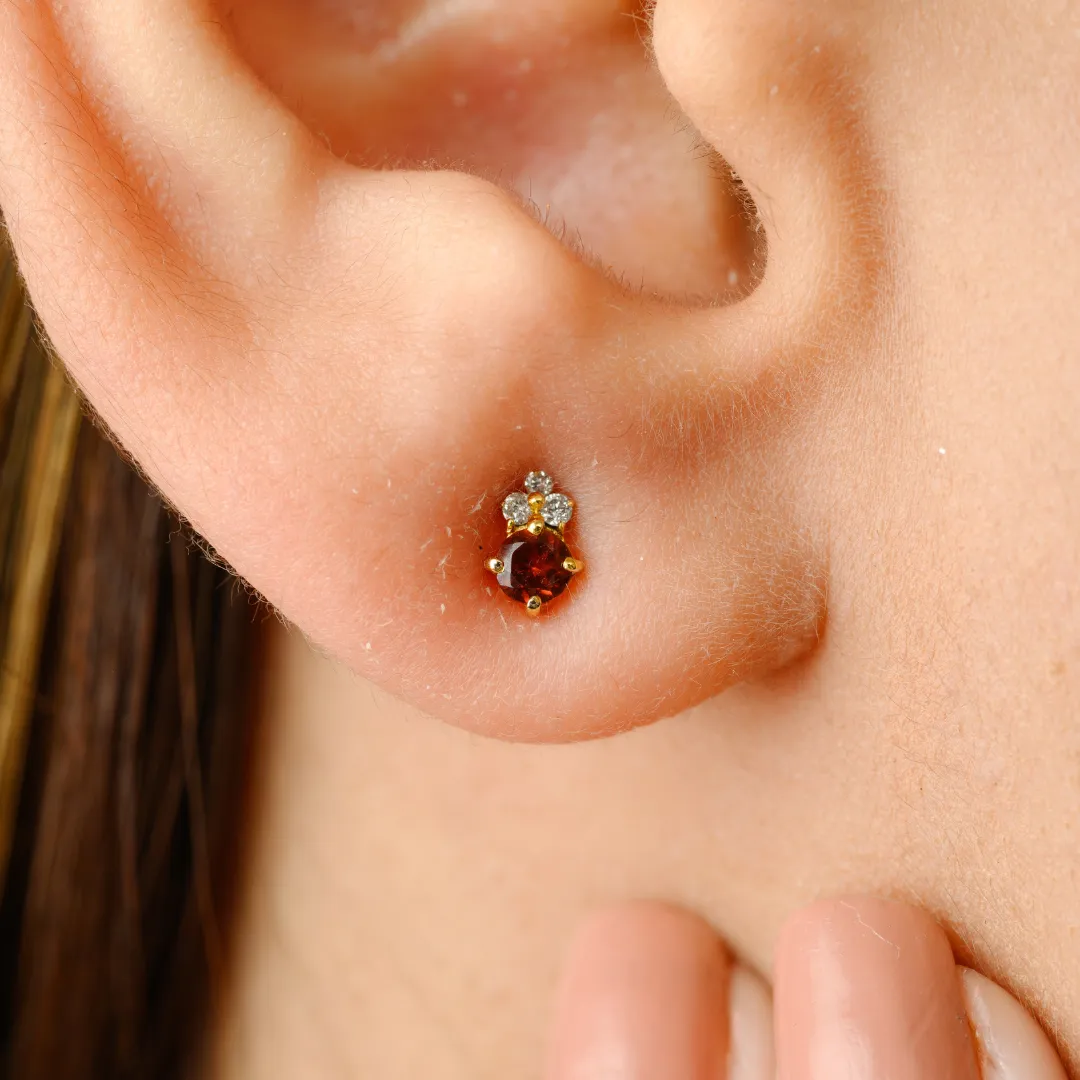 14K Gold Garnet Studs