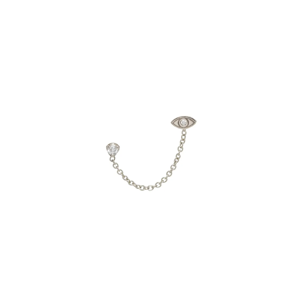 14k itty bitty evil eye & diamond chain double stud earring