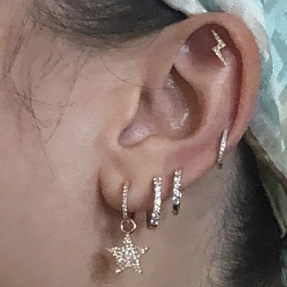 14k Rose Gold Diamond Star Drop Earrings