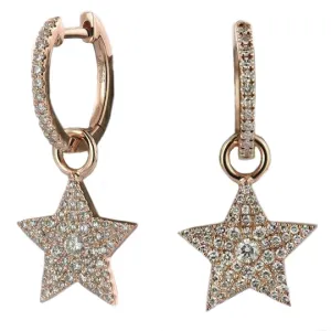 14k Rose Gold Diamond Star Drop Earrings