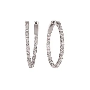 14K White Gold Diamond Flex Hoop Earrings