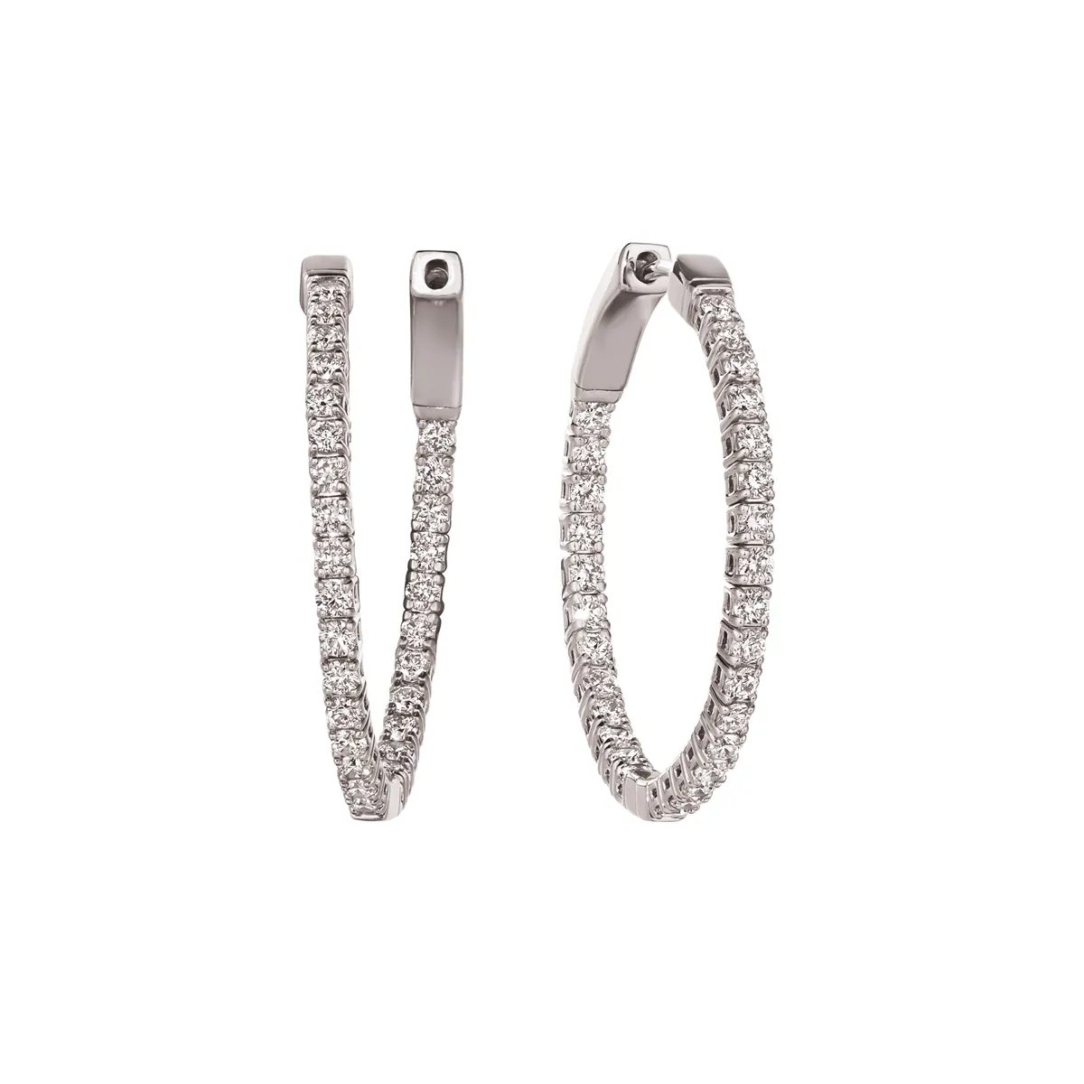 14K White Gold Diamond Flex Hoop Earrings