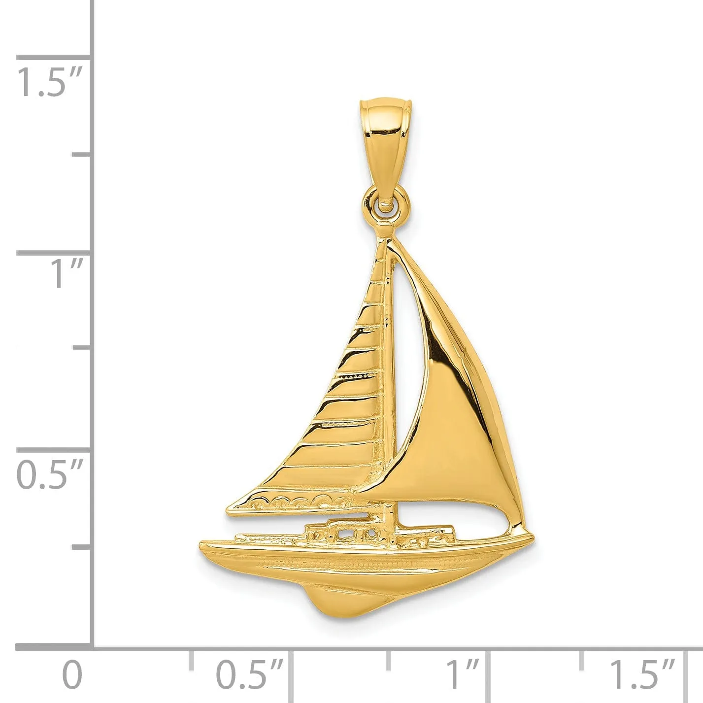 14k Yellow Gold 2-Dimensional Sailboat Pendant