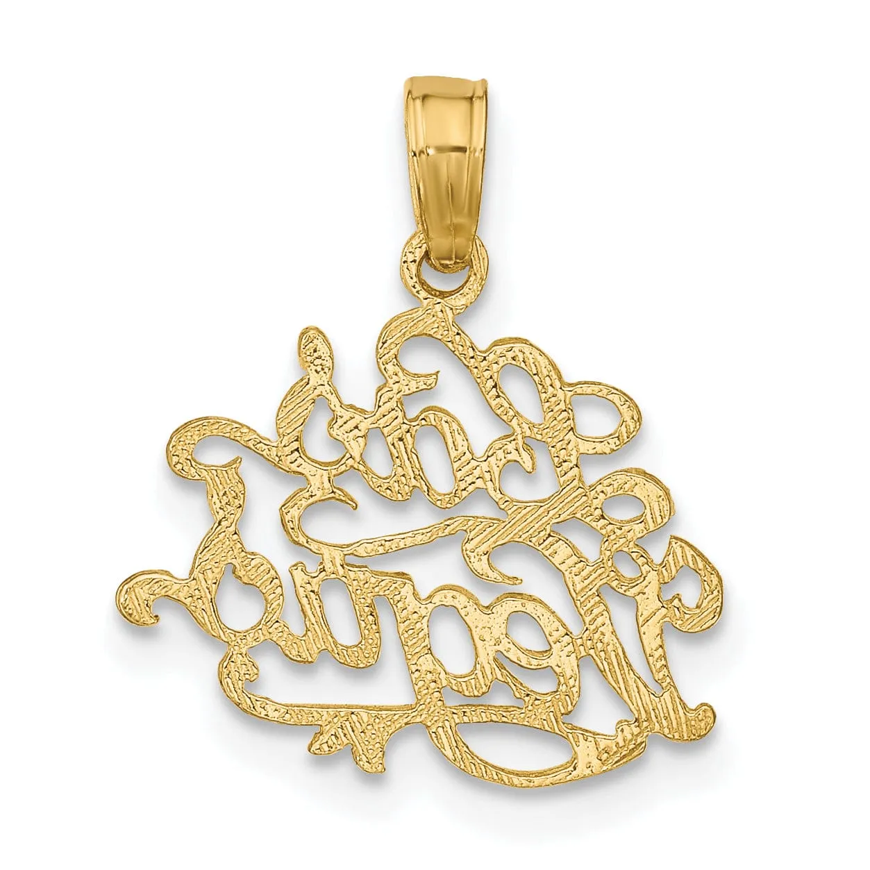 14K Yellow Gold Textured Polished Finish LAS VEGAS Charm Pendant