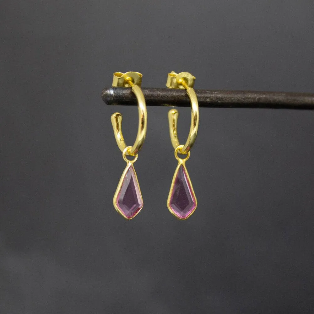 18ct Gold Vermeil Pink Quartz Hoop Earrings