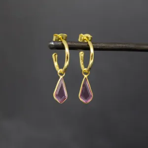 18ct Gold Vermeil Pink Quartz Hoop Earrings