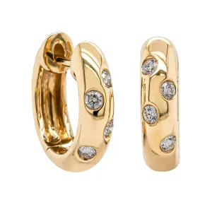 18ct Yellow Gold .13ct Diamond Lucky Huggie Earrings