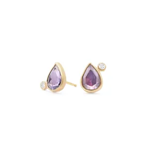 18K Teardrop Satellite Earrings in Purple Sapphire