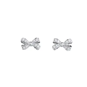 18K White Gold Diamond Bow Stud Earrings