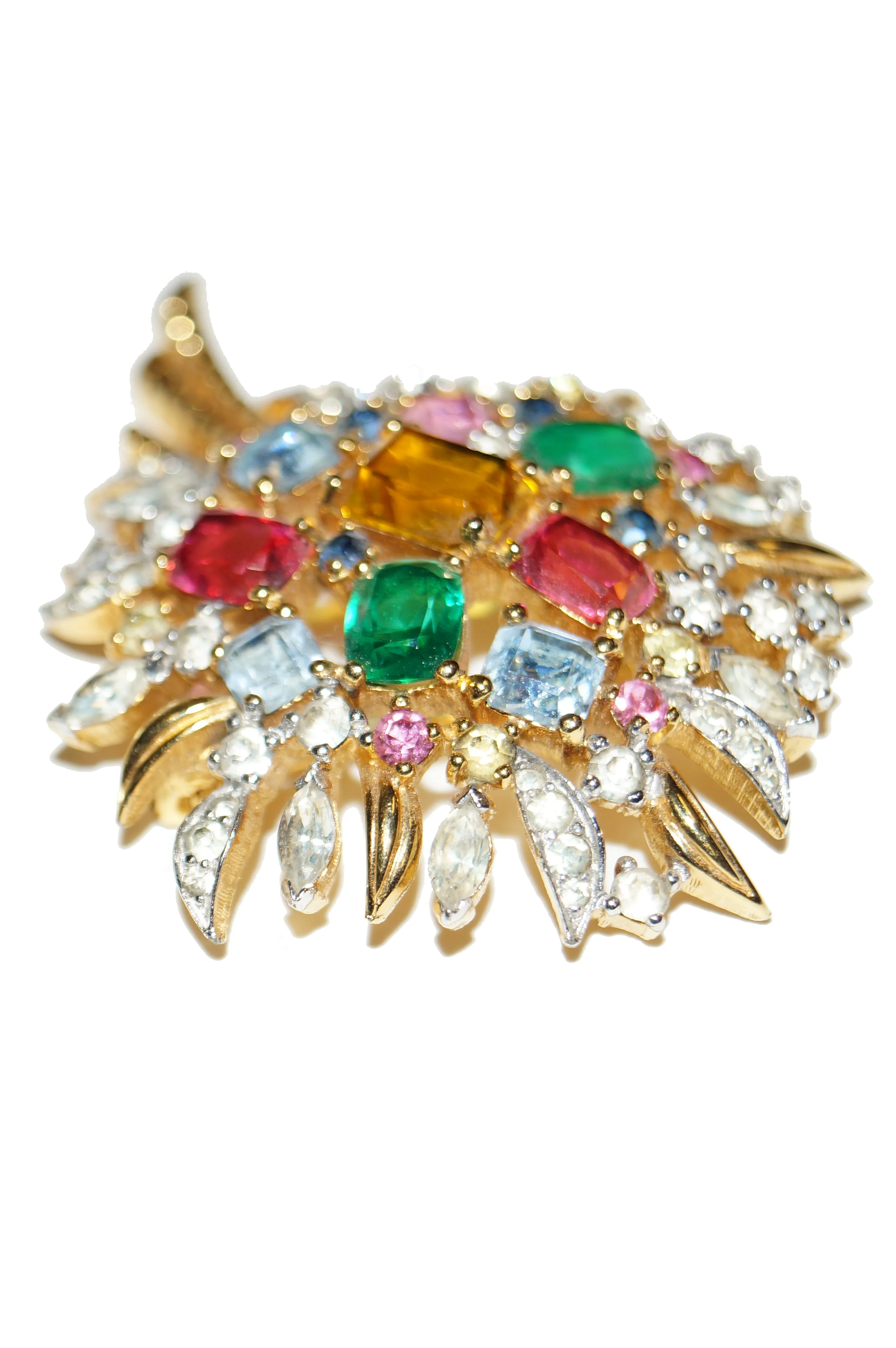 1950s Jomaz Colorful Crystal Rhinestone Brutalist Demi Parure