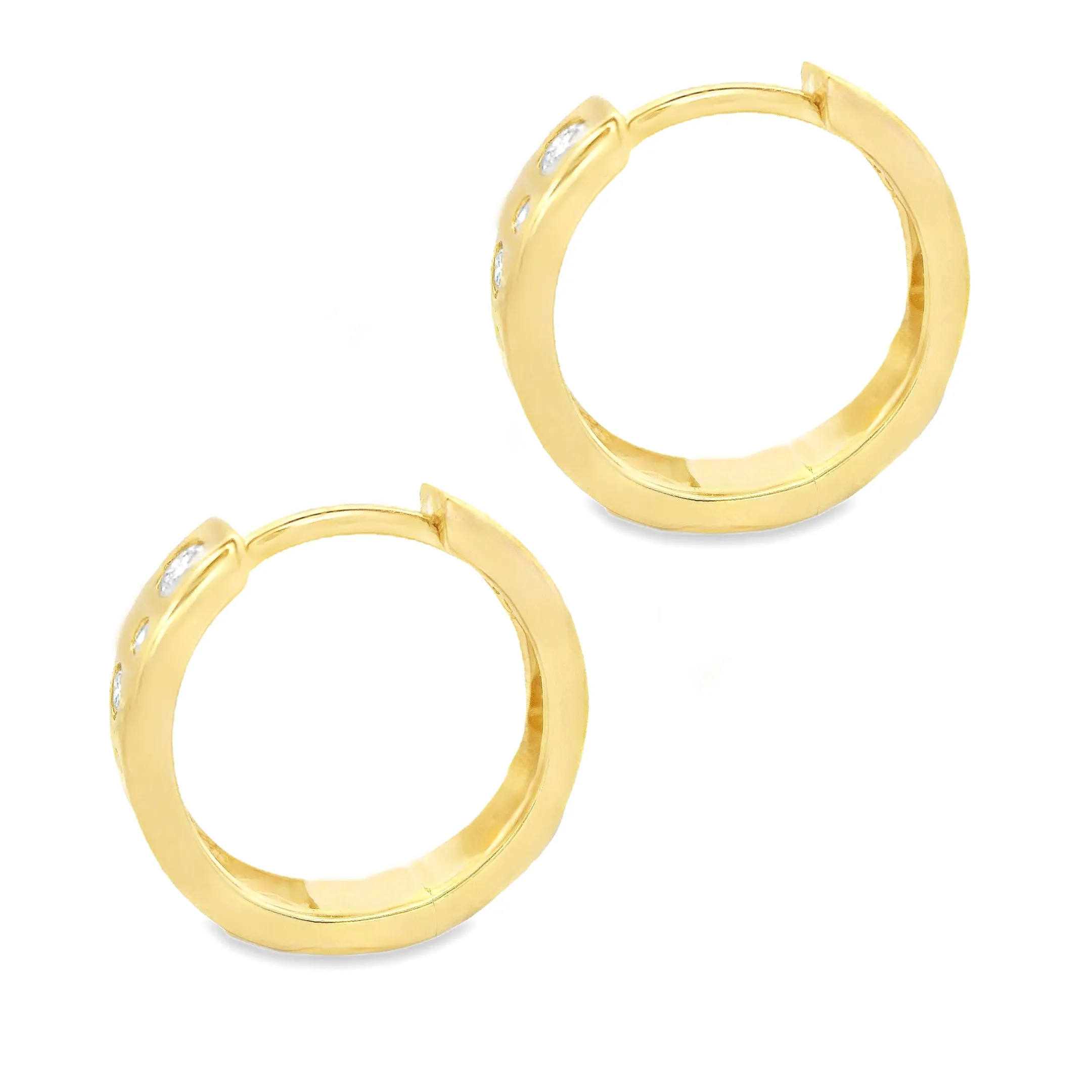 .38ct 14k Yellow Gold Diamond Hoop Earrings