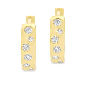 .38ct 14k Yellow Gold Diamond Hoop Earrings