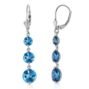 7.2 Carat 14K Solid White Gold Room In My Heart Blue Topaz Earrings