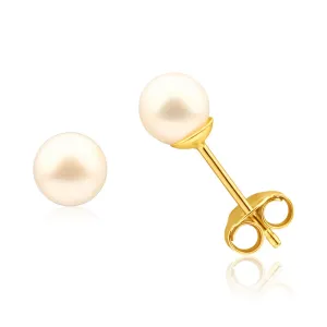 9ct Yellow Gold Luxurious Pearl Stud Earrings