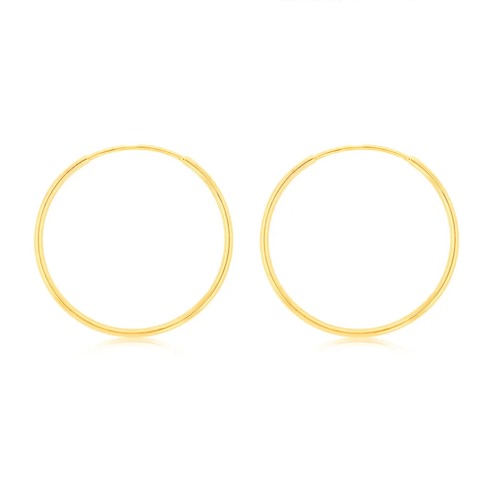 9ct Yellow Gold Plain 15mm Sleeper Earrings