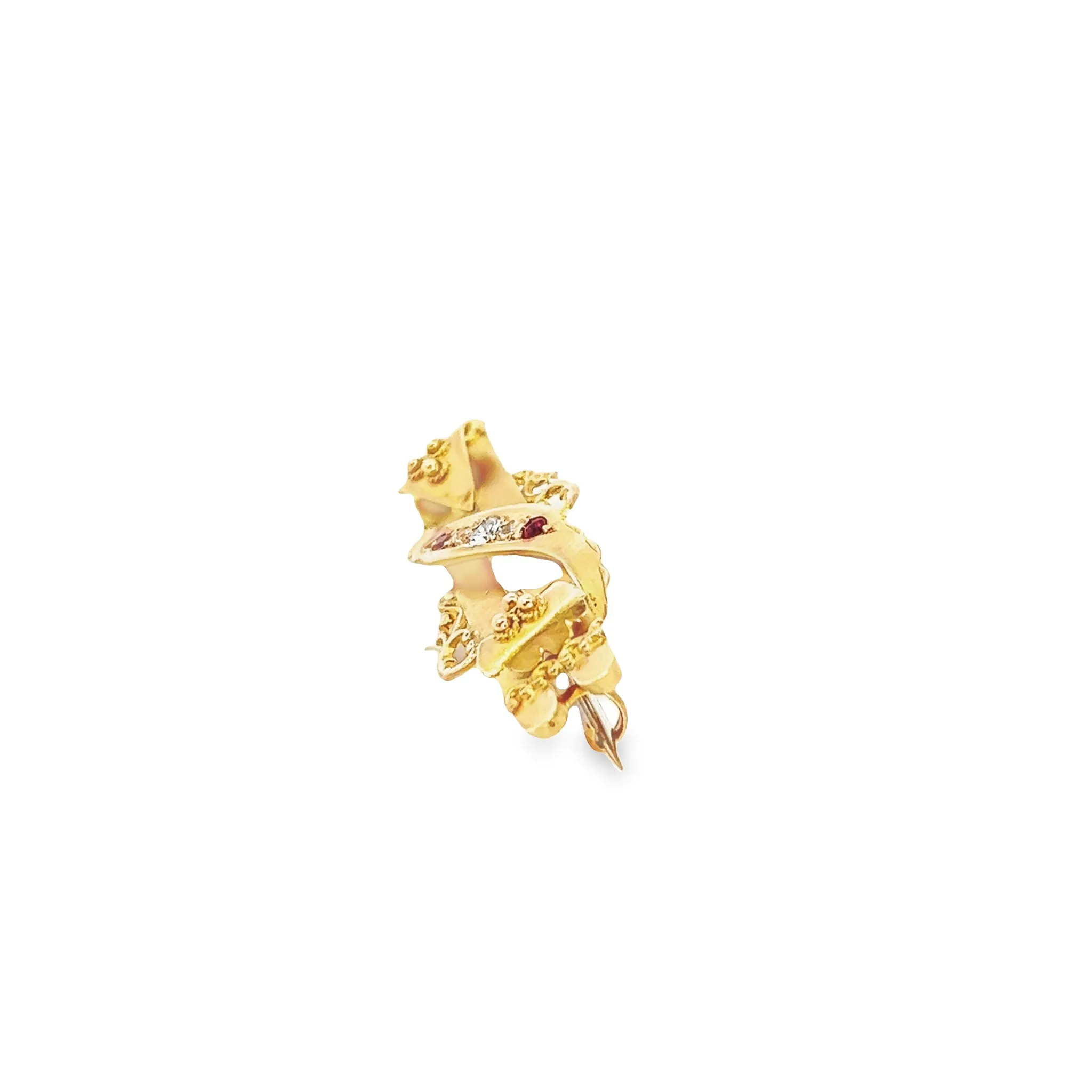 9ct yellow gold stone set double bar brooch