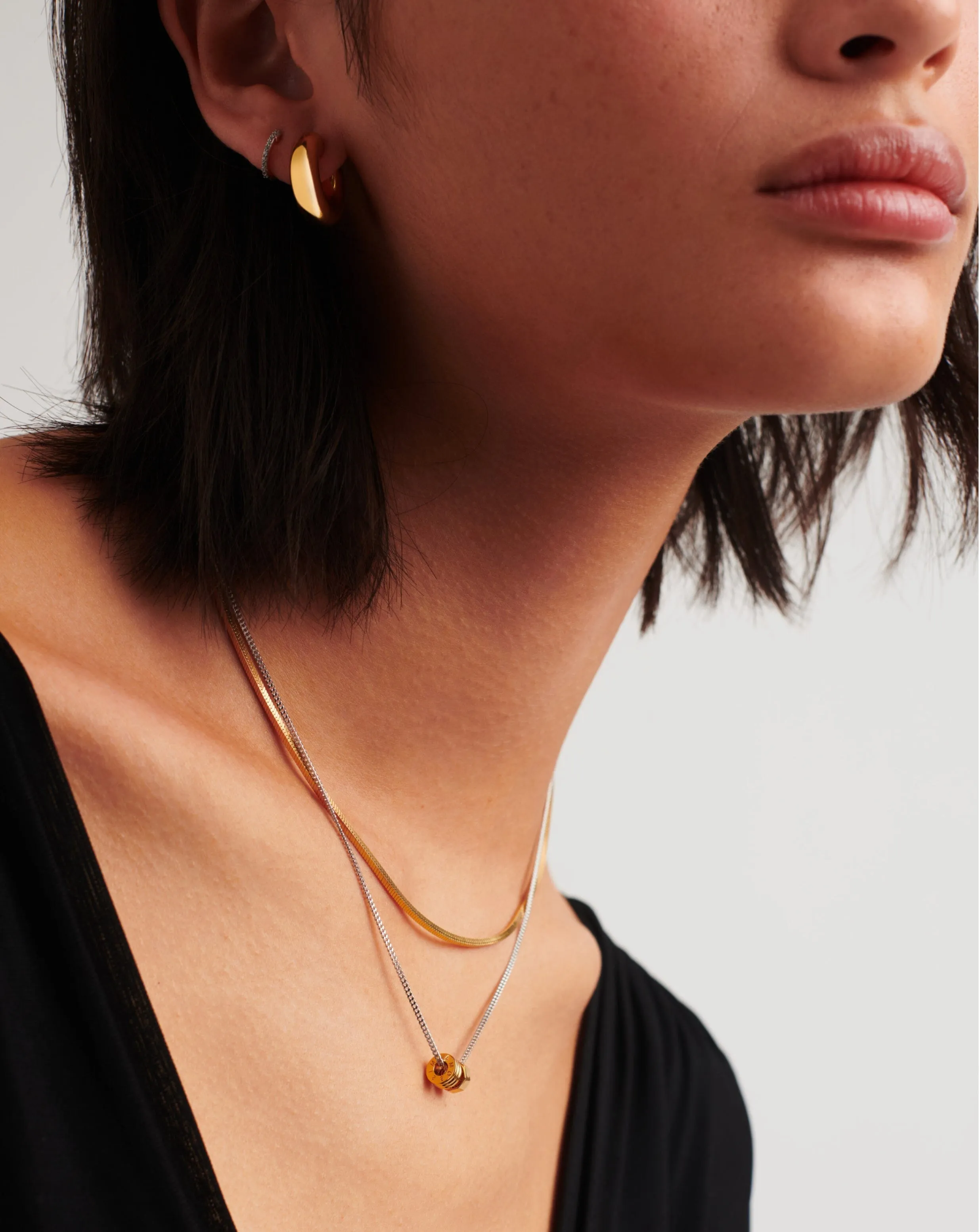 Abacus Beaded Floating Charm Necklace | 18ct Recycled Gold Vermeil and Rhodium on Sterling Silver