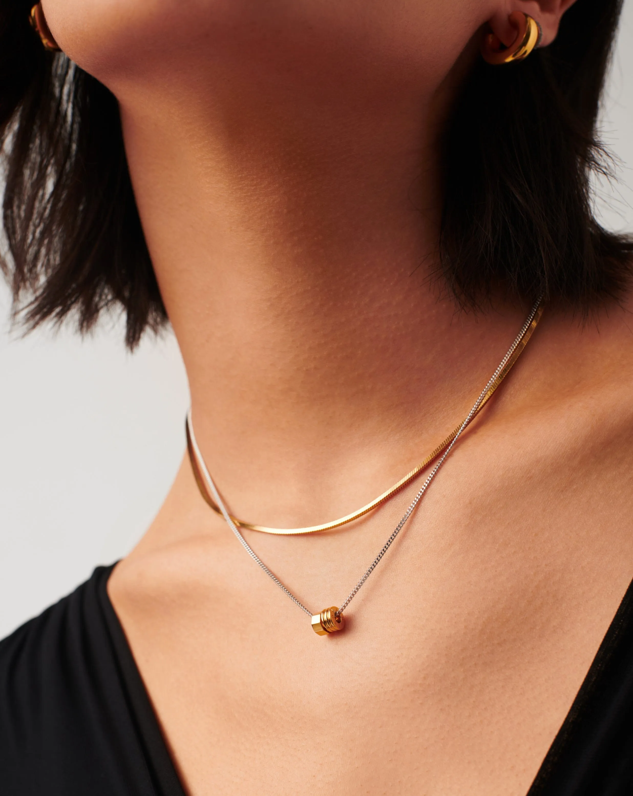 Abacus Beaded Floating Charm Necklace | 18ct Recycled Gold Vermeil and Rhodium on Sterling Silver