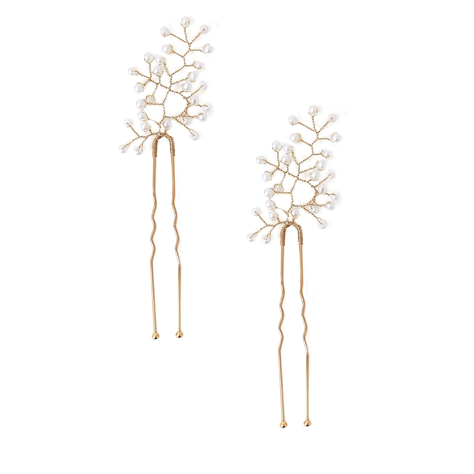 Accessorize London White Delicate Pearl  Leaf Hair Pins Pack Of 2