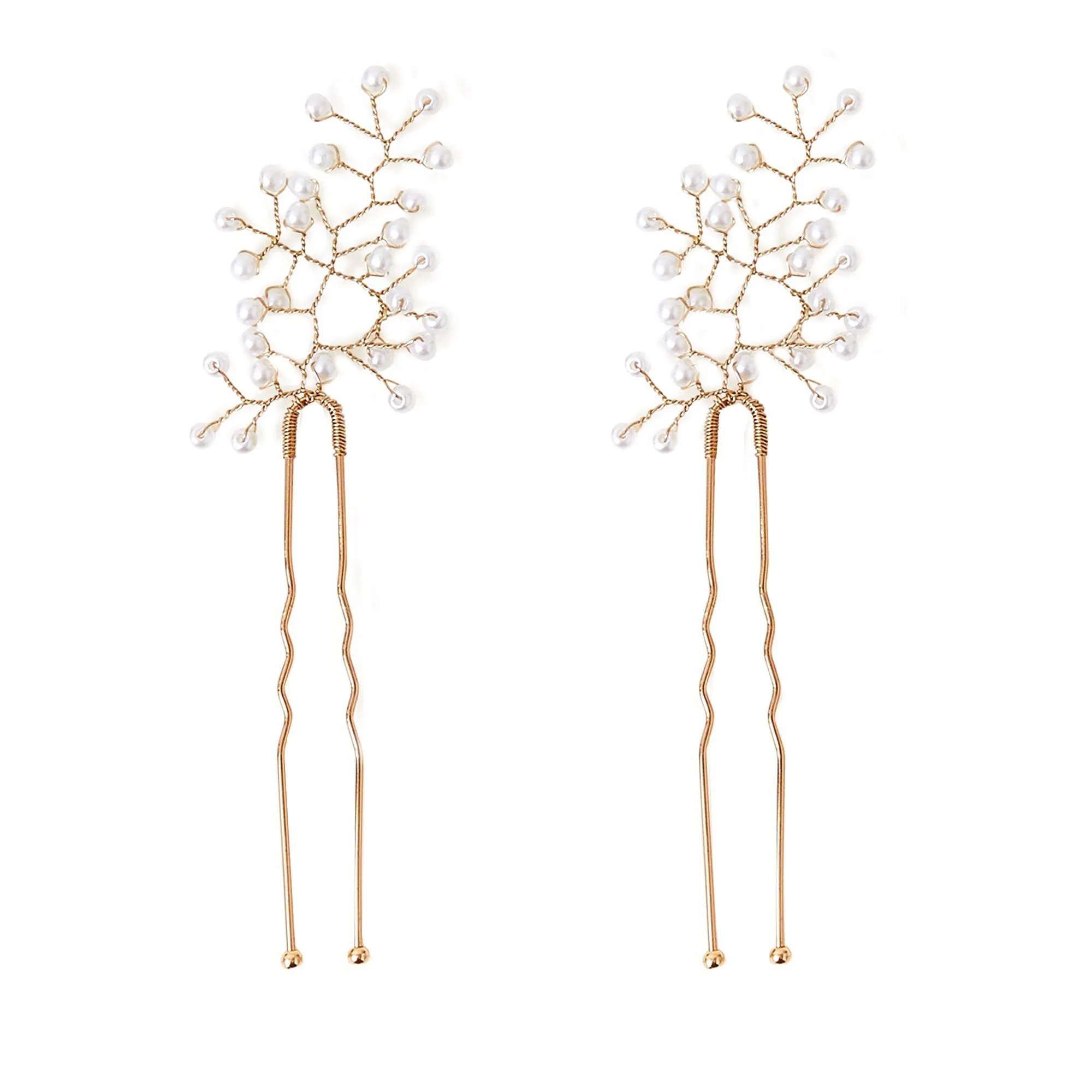 Accessorize London White Delicate Pearl  Leaf Hair Pins Pack Of 2