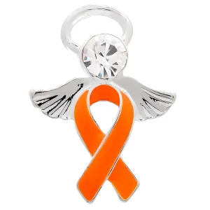 Angel Leukemia Orange Ribbon Awareness Pins