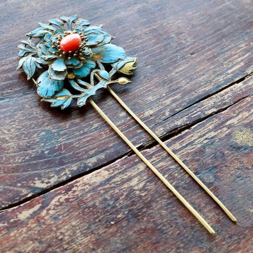 Antique Qing Dynasty Tian-Tsui (點翠) Hair Pin - Extra Large - 1022