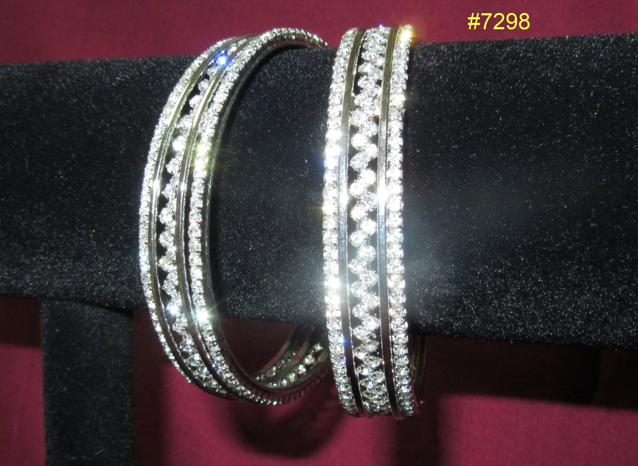 Bangles 7298 Silver Bangles Lustrous CZ Crystal Zircon Stones