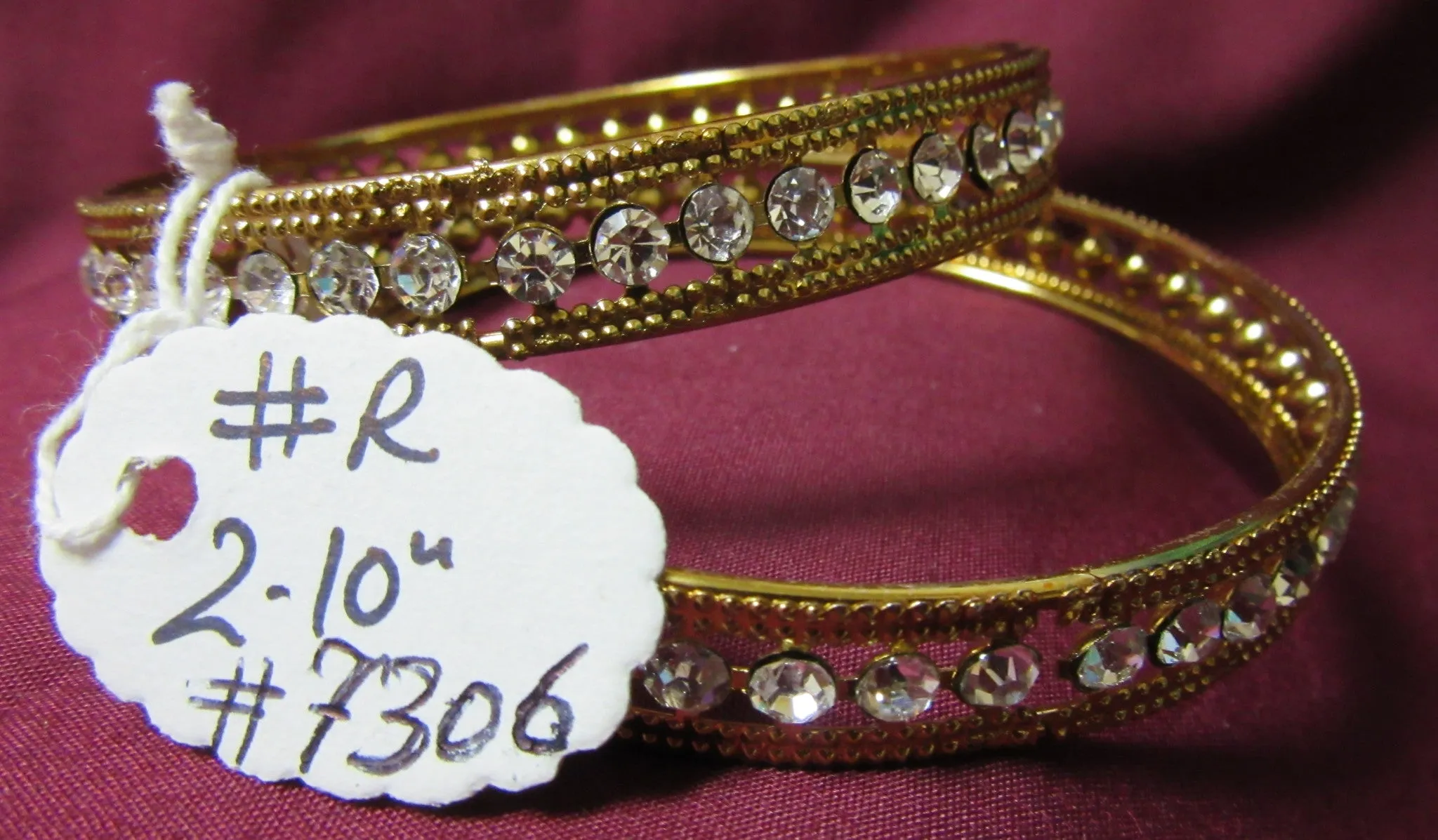 Bangles 7307 Golden Bangles Lustrous CZ Crystal Zircon Stones