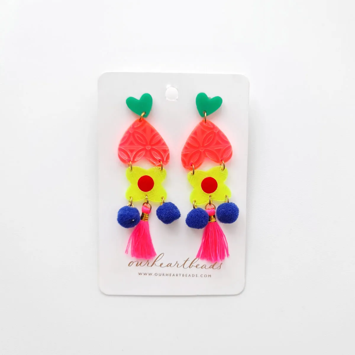 Batik Neon Tassel Earrings