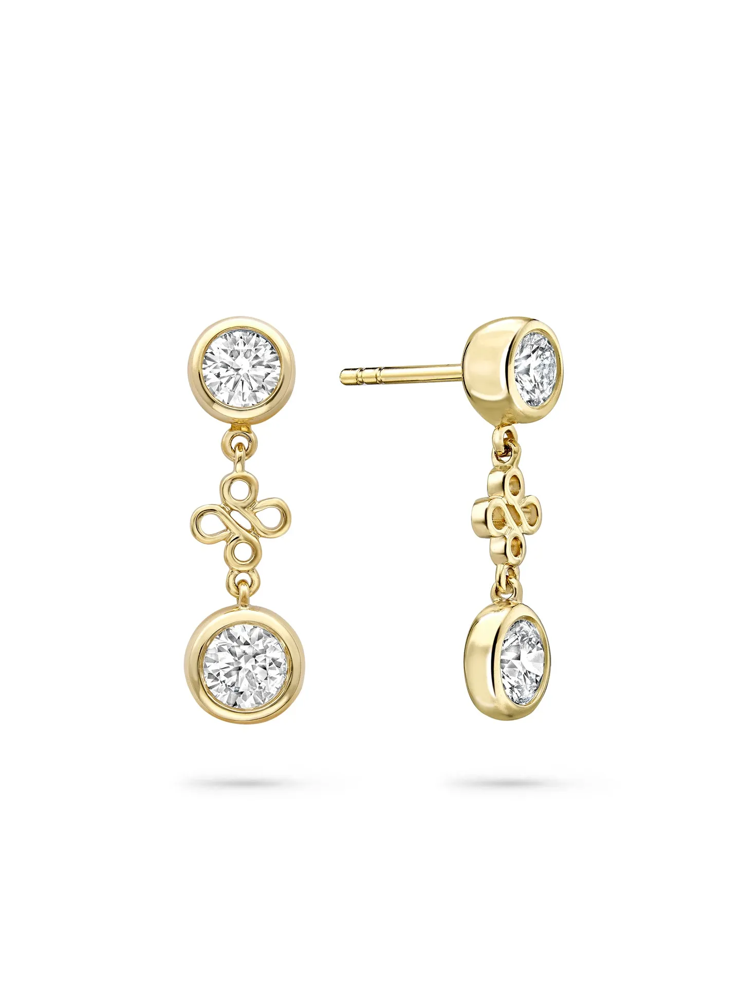 Beach Yellow Gold Detachable Diamond Drop Earrings