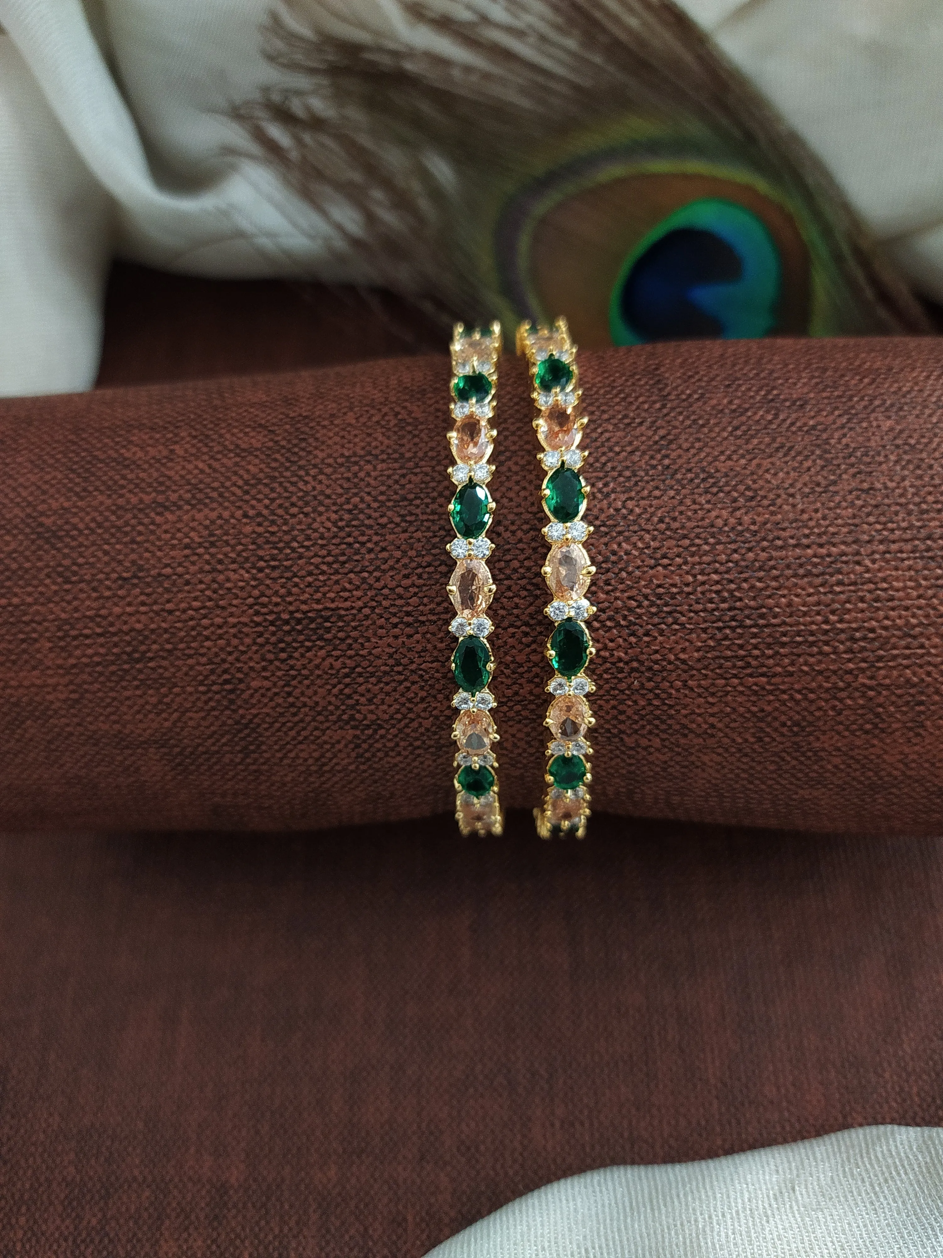 Beautiful Dual Color Colors Gold Plated Zircon Bangles