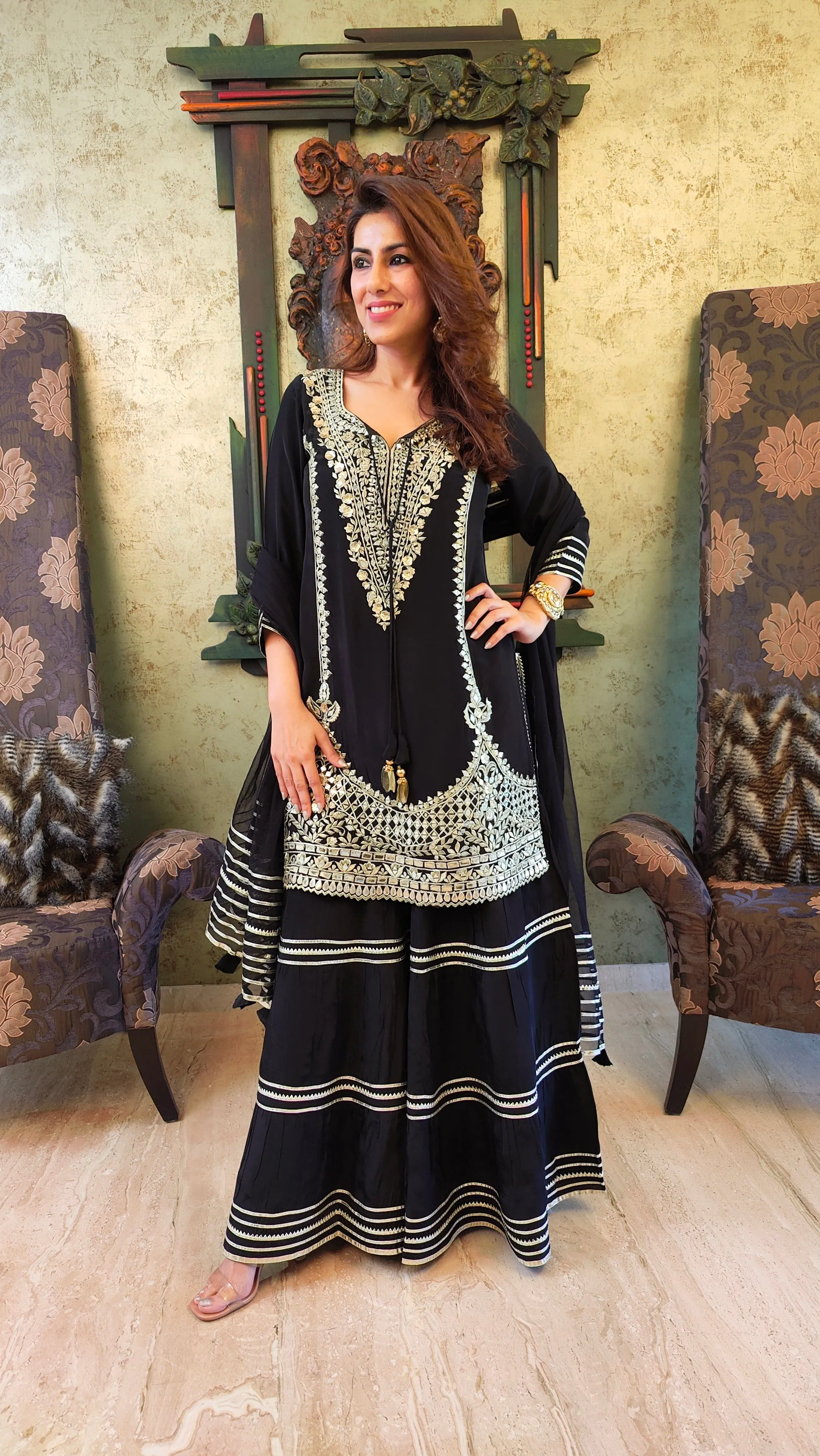 Black Sharara Set