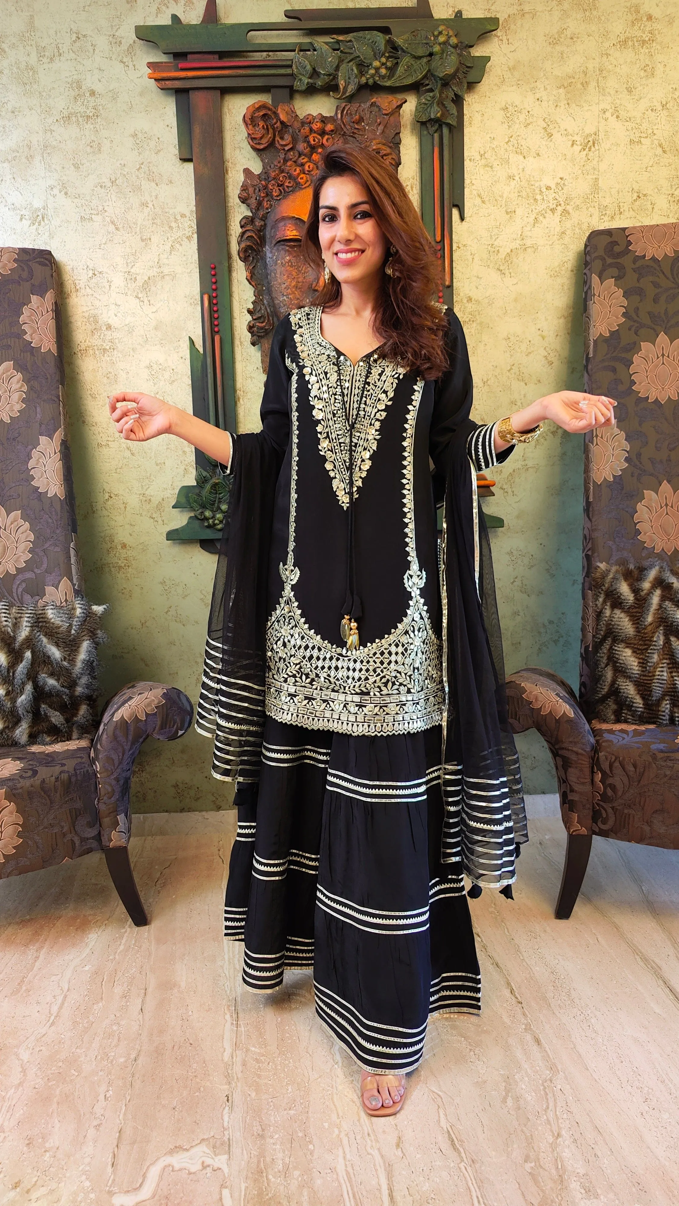 Black Sharara Set