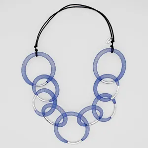 Blue and Silver Mesh Statement Necklace