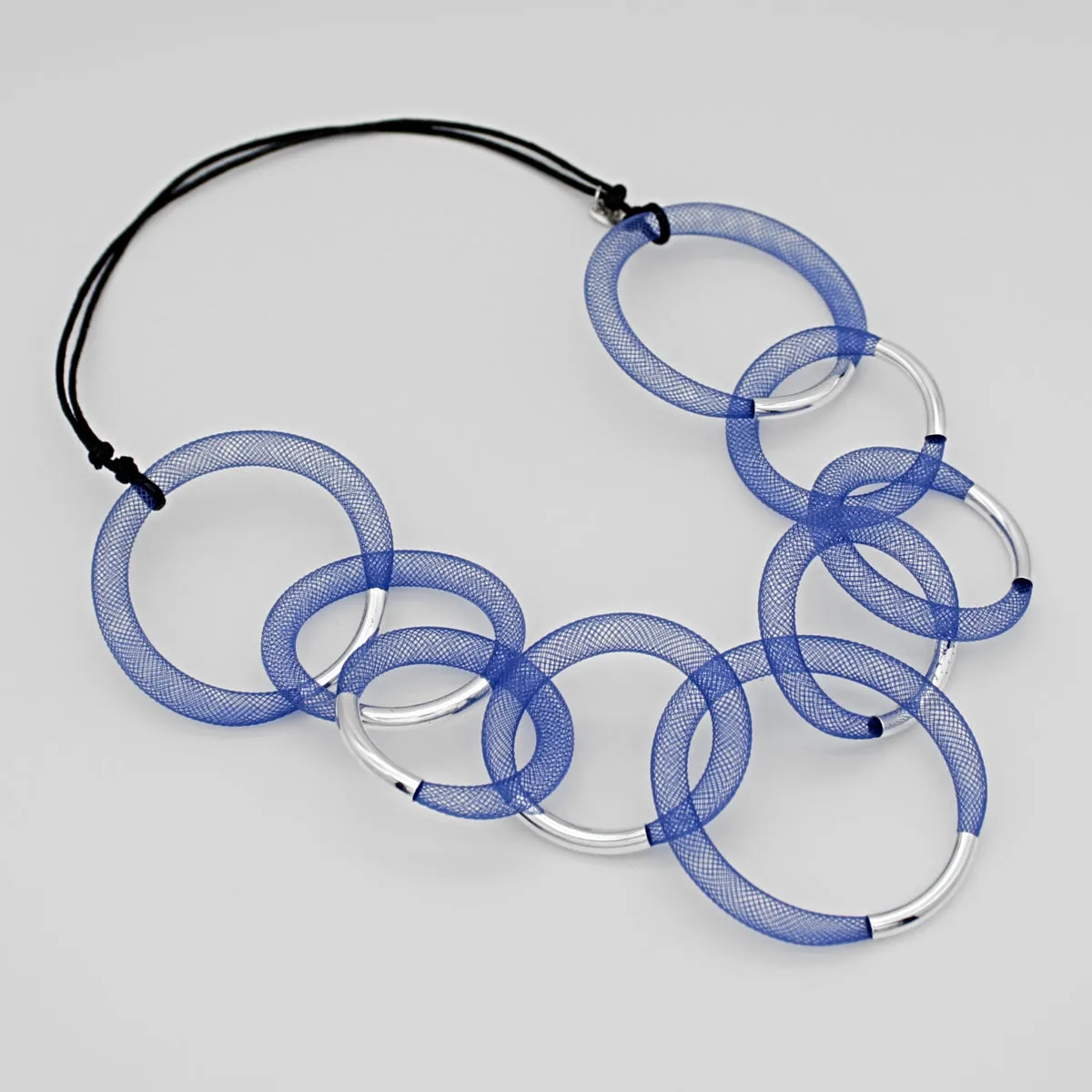 Blue and Silver Mesh Statement Necklace