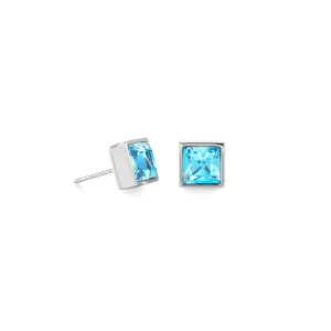 Brilliant Square big earrings silver aqua