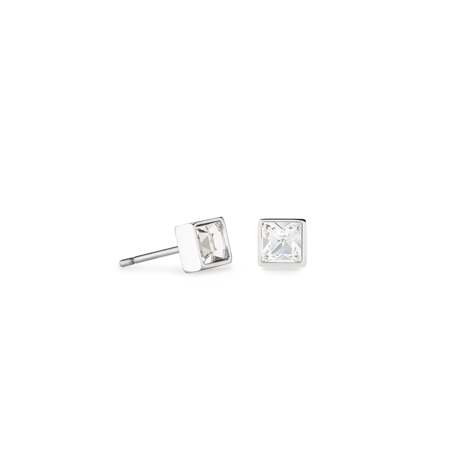 Brilliant Square small earrings silver crystal