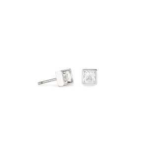 Brilliant Square small earrings silver crystal