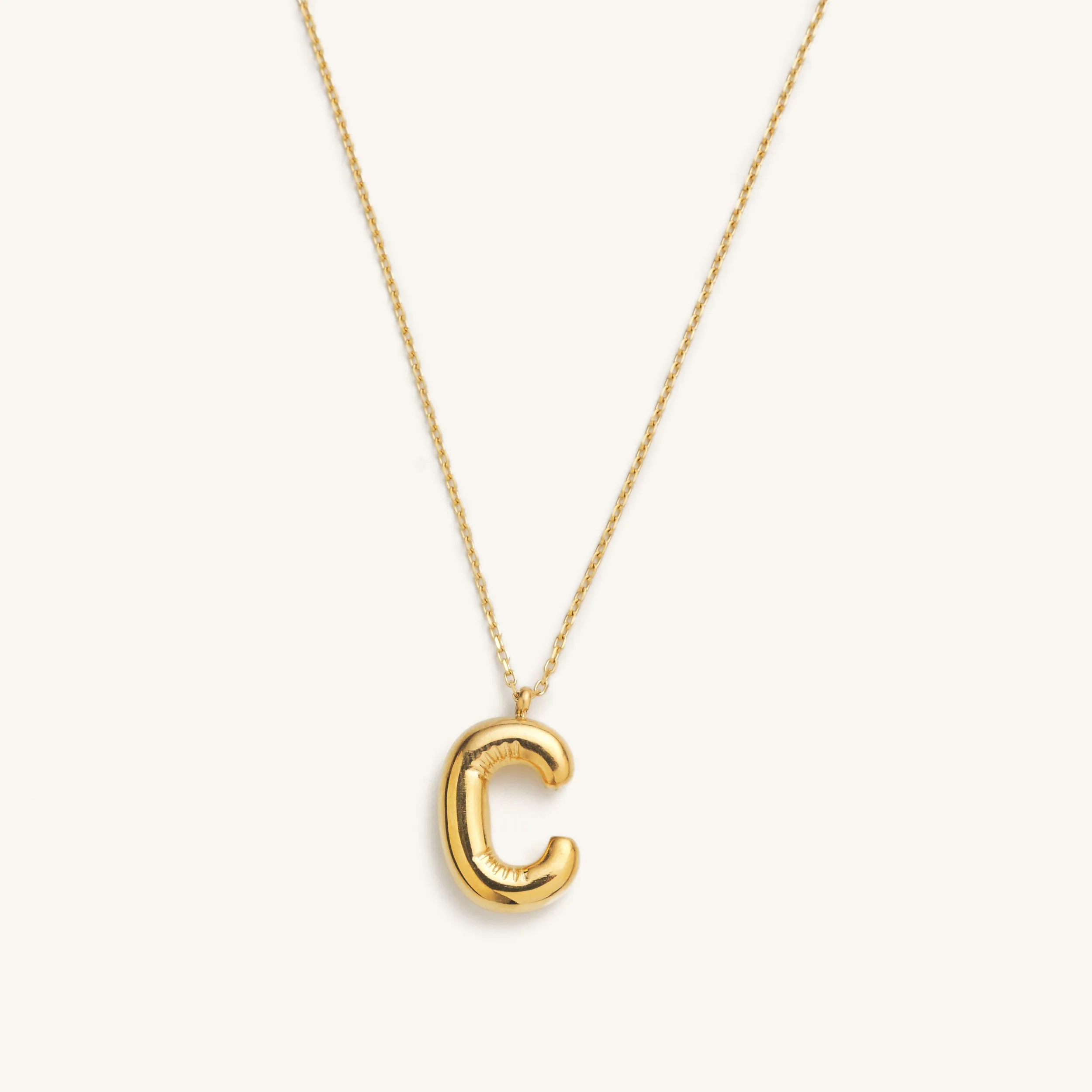 Bubble Initial Charm Necklaces- Gold