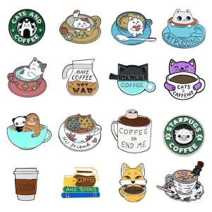 Caffeine Cats Enamel Pin