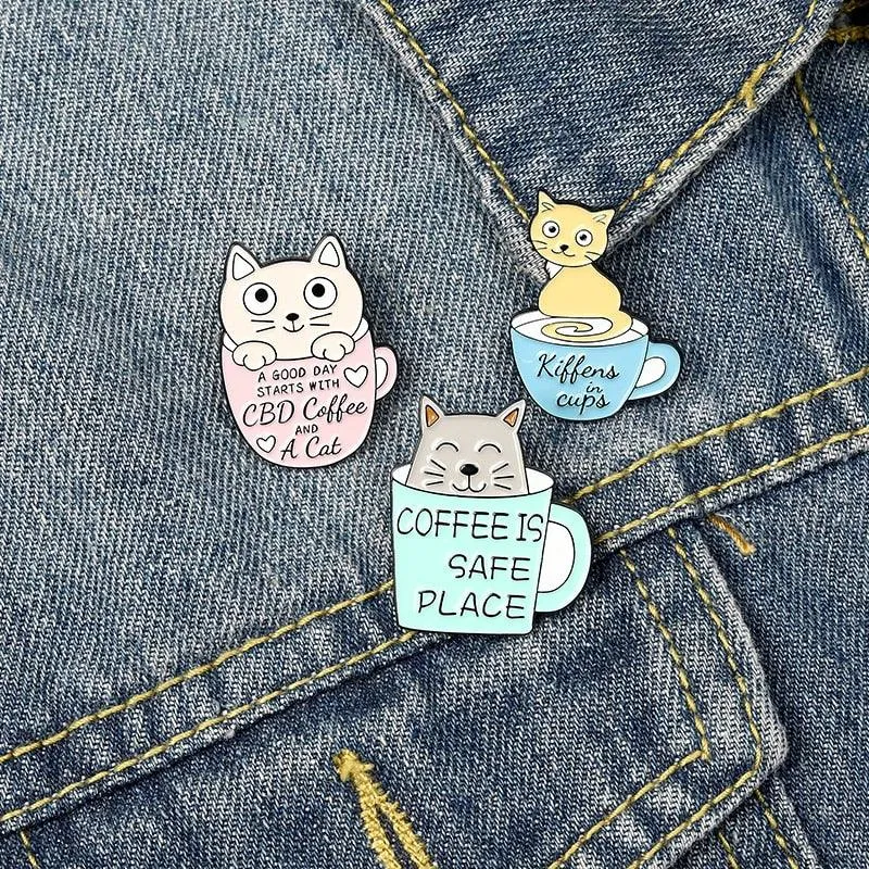 Caffeine Cats Enamel Pin