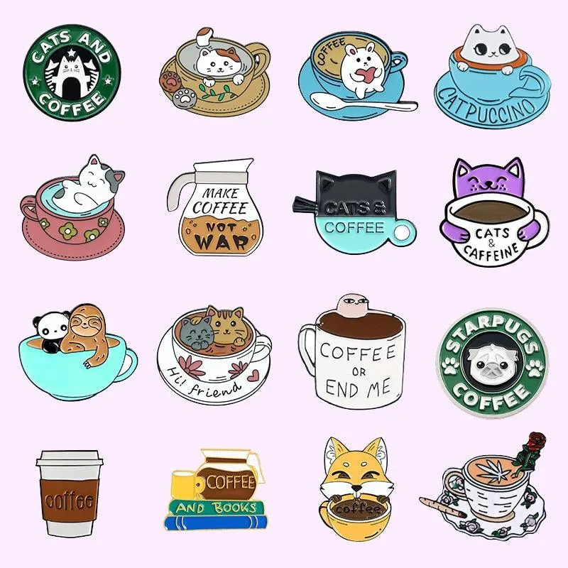 Caffeine Cats Enamel Pin