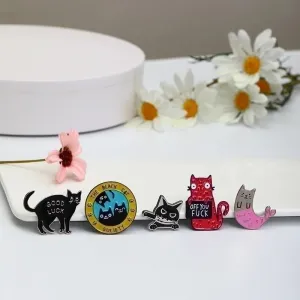 Cartoon Style Pin Letter Cat Alloy Enamel Unisex Brooches